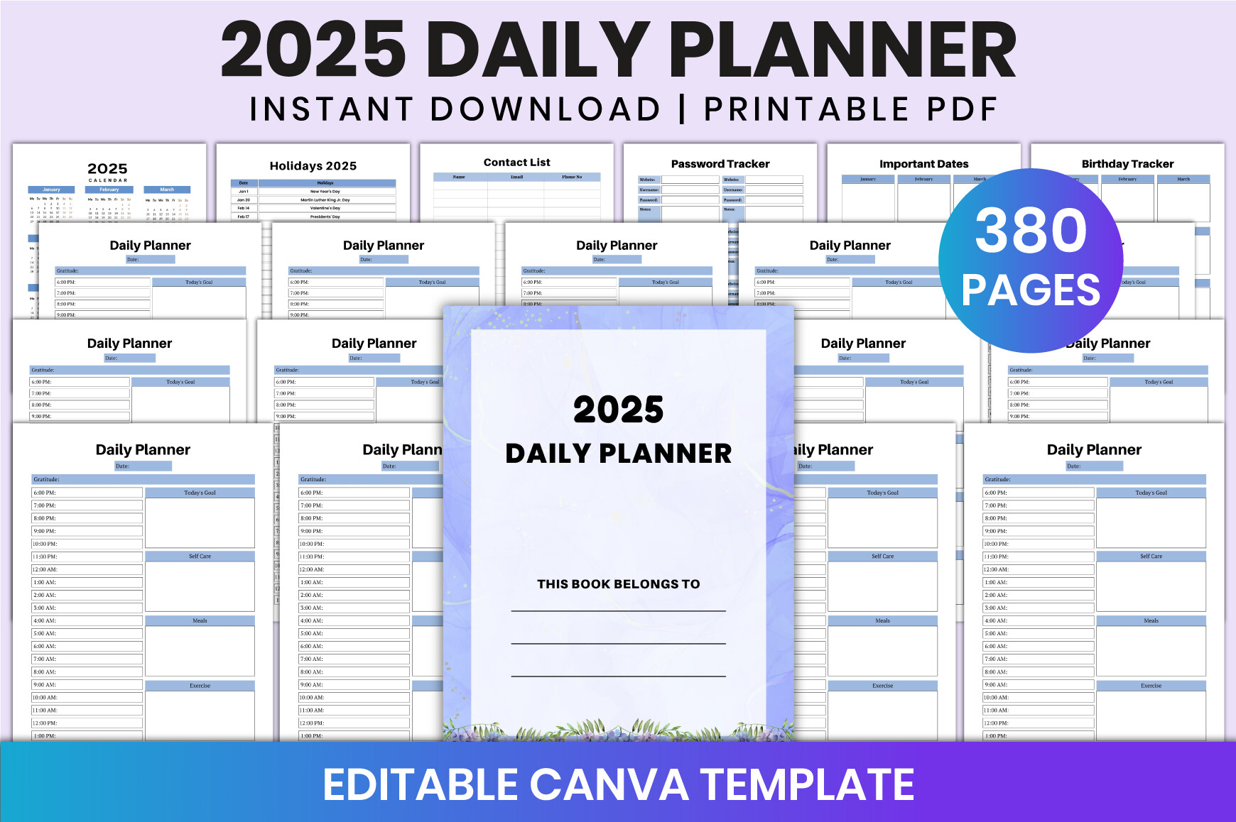 Editable 2025 Daily Planner for Canva Graphic by Shumaya · Creative Fabrica