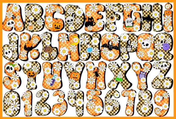 Halloween Daisy Font PNG with transparent background - Preview 3