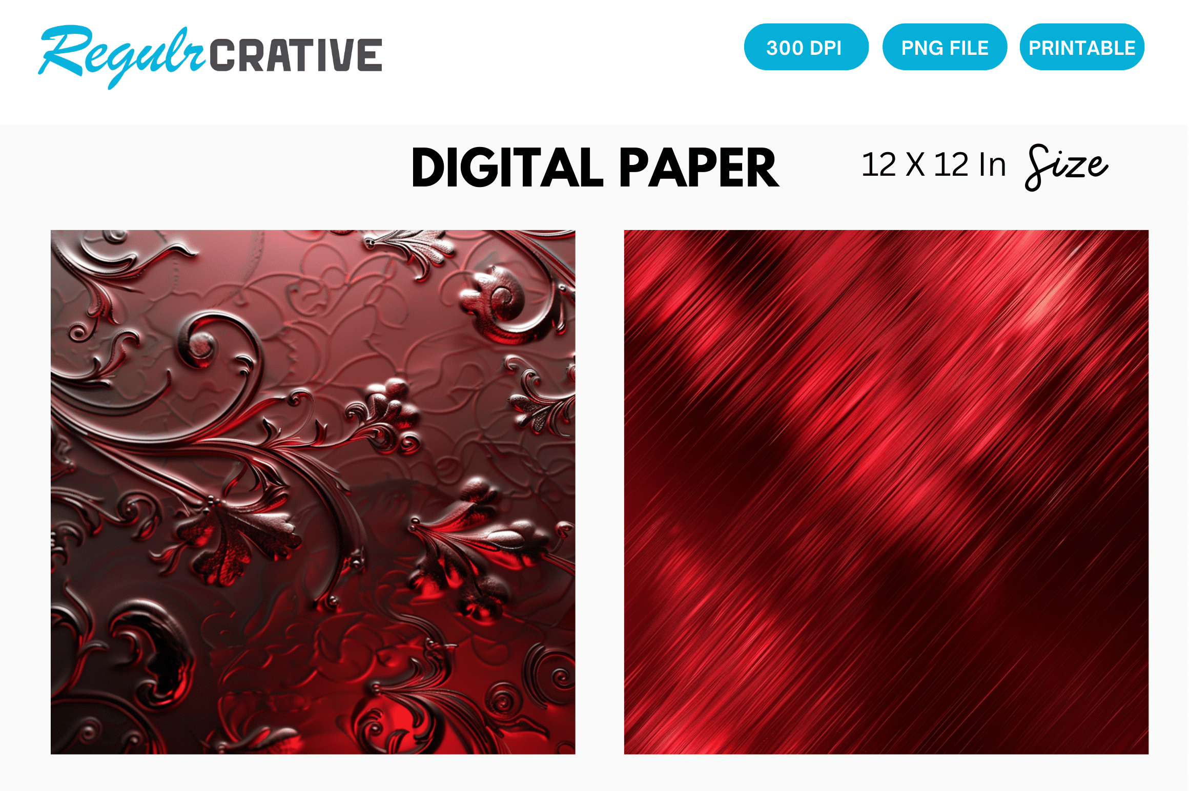Metallic Ruby Red Glitter Digital Paper Graphic by Regulrcrative ...