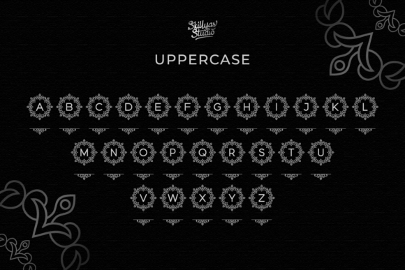 Royaline Flower Monogram Font PNG with transparent background - Preview 1