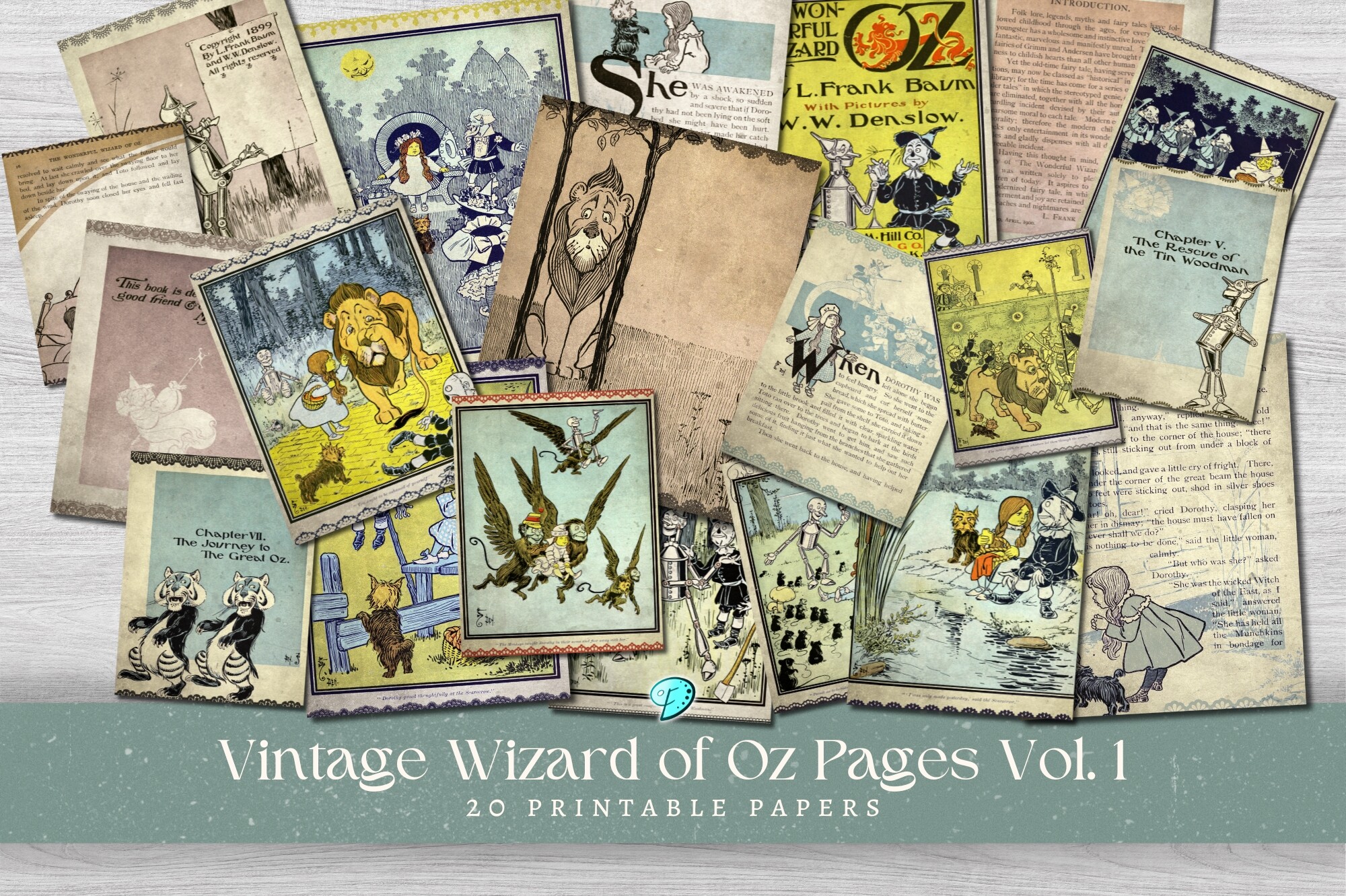 Vintage Wizard of Oz Pages Vol. 1 Graphic by Emily Designs · Creative ...
