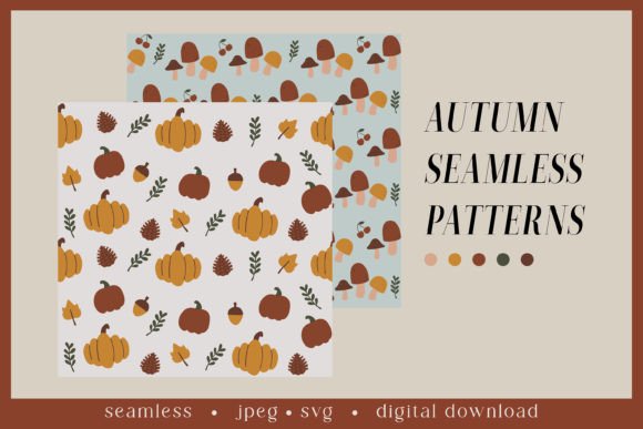 Autumn Seamless Patterns Doodle-style Graphic by mookamook · Creative ...