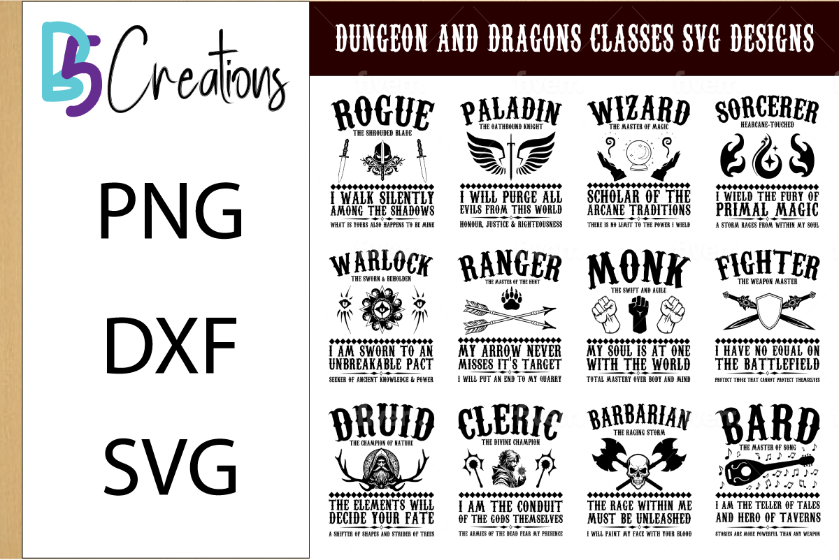 12 DnD Classes SVG Designs