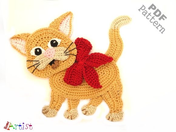 Cat 2 Crochet Applique Pattern