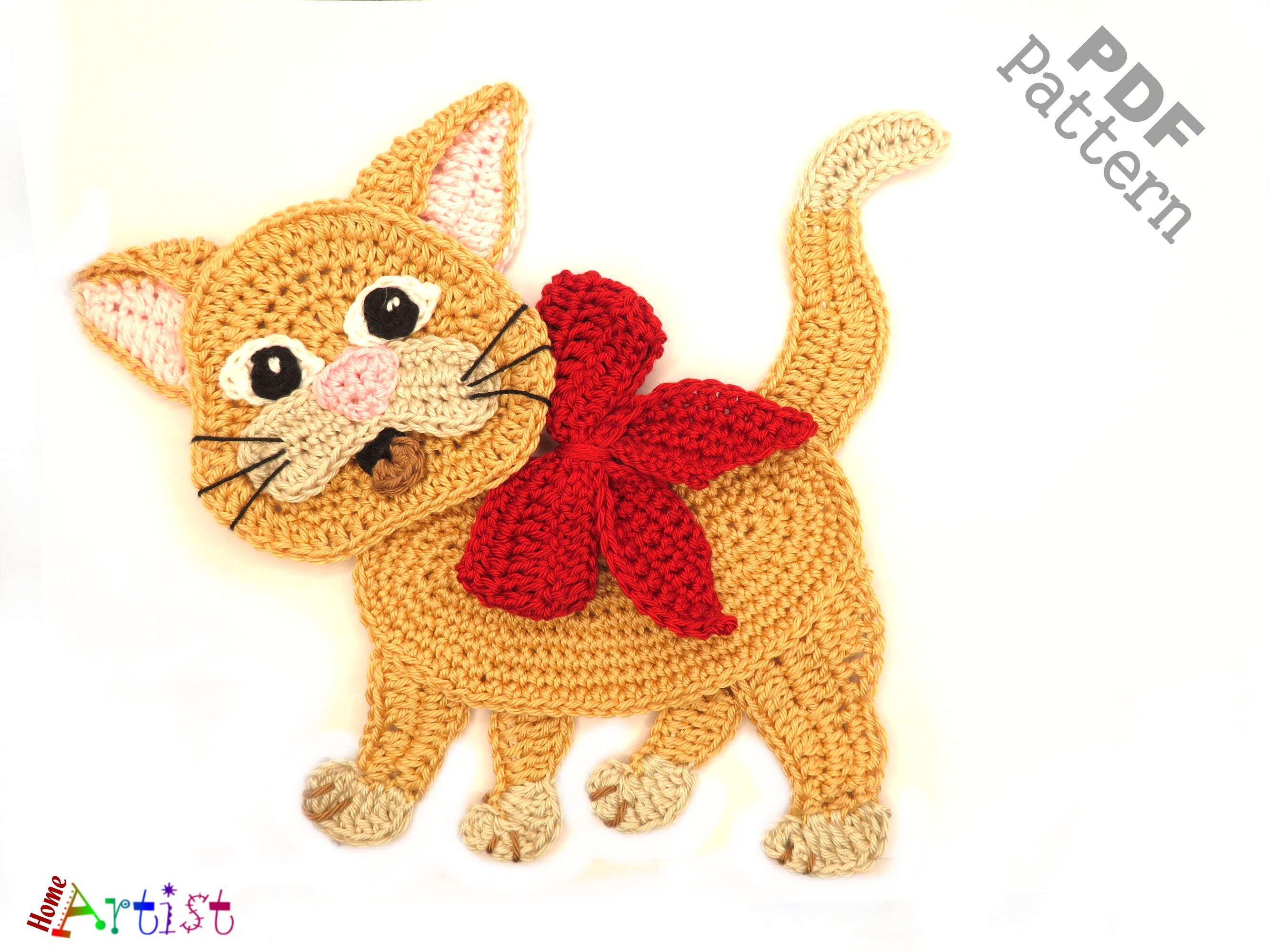 Cat 2 Crochet Applique Pattern