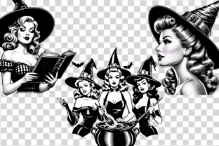Retro Witches Halloween Clipart Graphic by sashanikart · Creative Fabrica