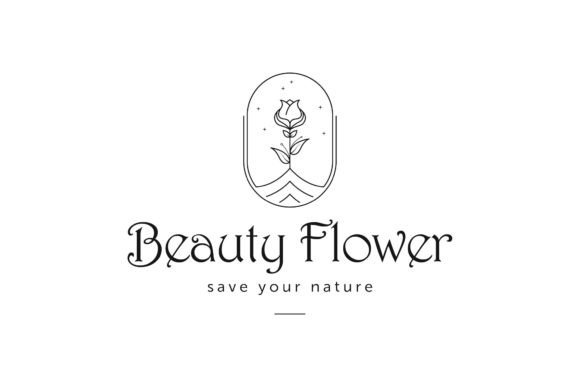 Line Art Emblem Beautiful Flowers Logo