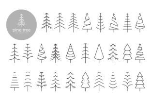 Pine Tree Line Art Icon Logo Et Bundle Graphic by PyruosID · Creative ...