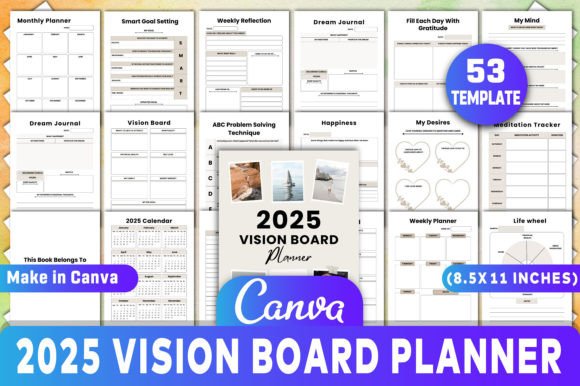 2025 Vision Board Planner Graphic by KDP GRAVITY · Creative Fabrica