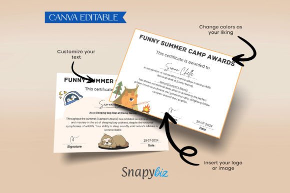 Funny Summer Camp Awards Certificates