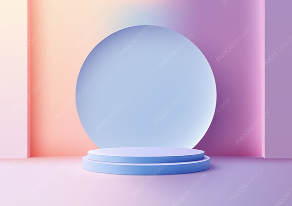 Minimalist 3D Blue Podium with Circle Graphic by phochi · Creative Fabrica