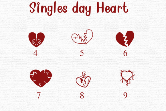 Singles Day Heart Font PNG with transparent background - Preview 3