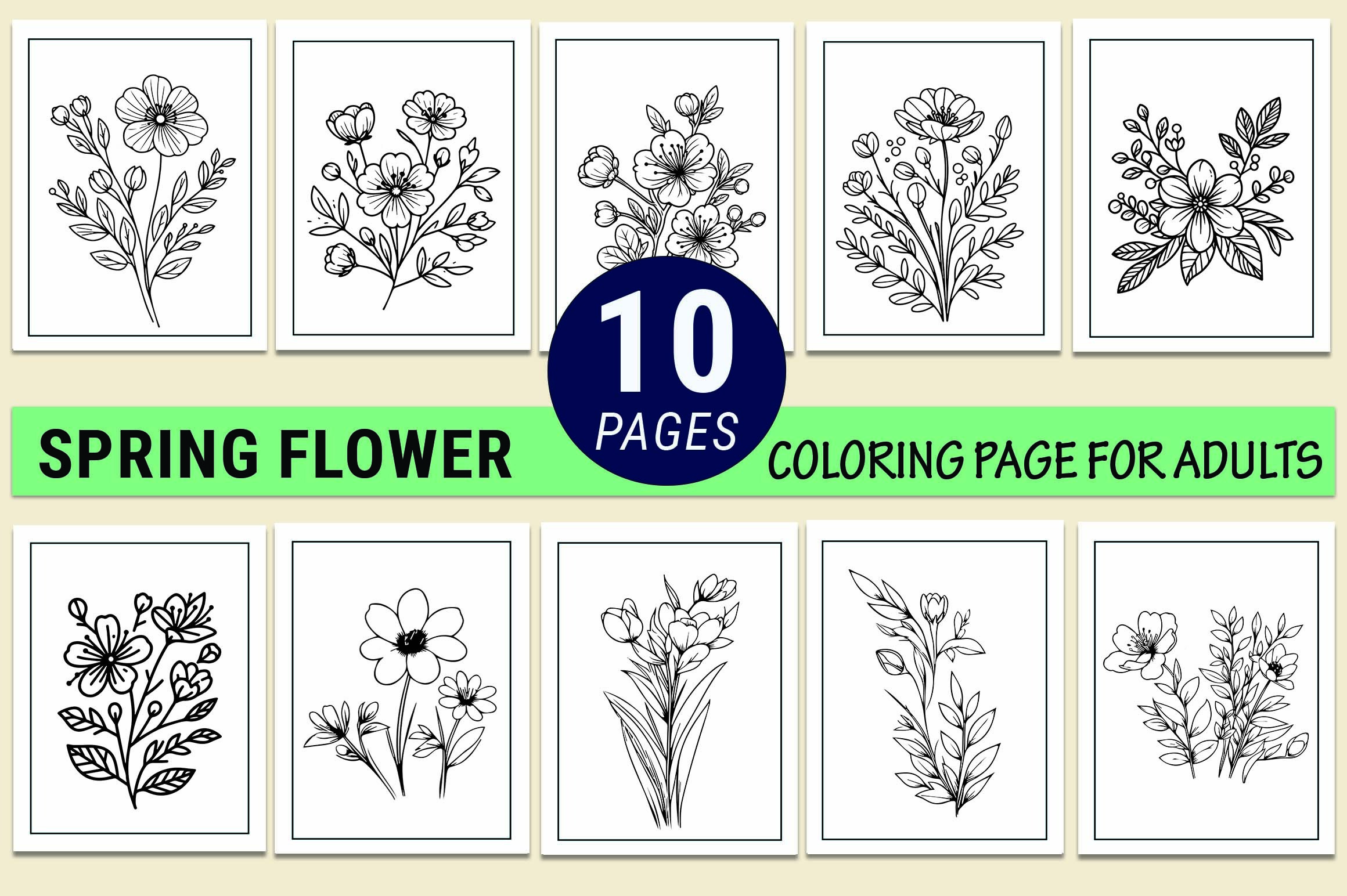 Spring Flower Drawing Coloring Pages Graphic by GraphicArt · Creative ...