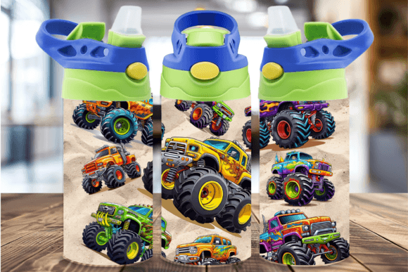 12oz Monster Truck Flip-Top Tumbler Wrap