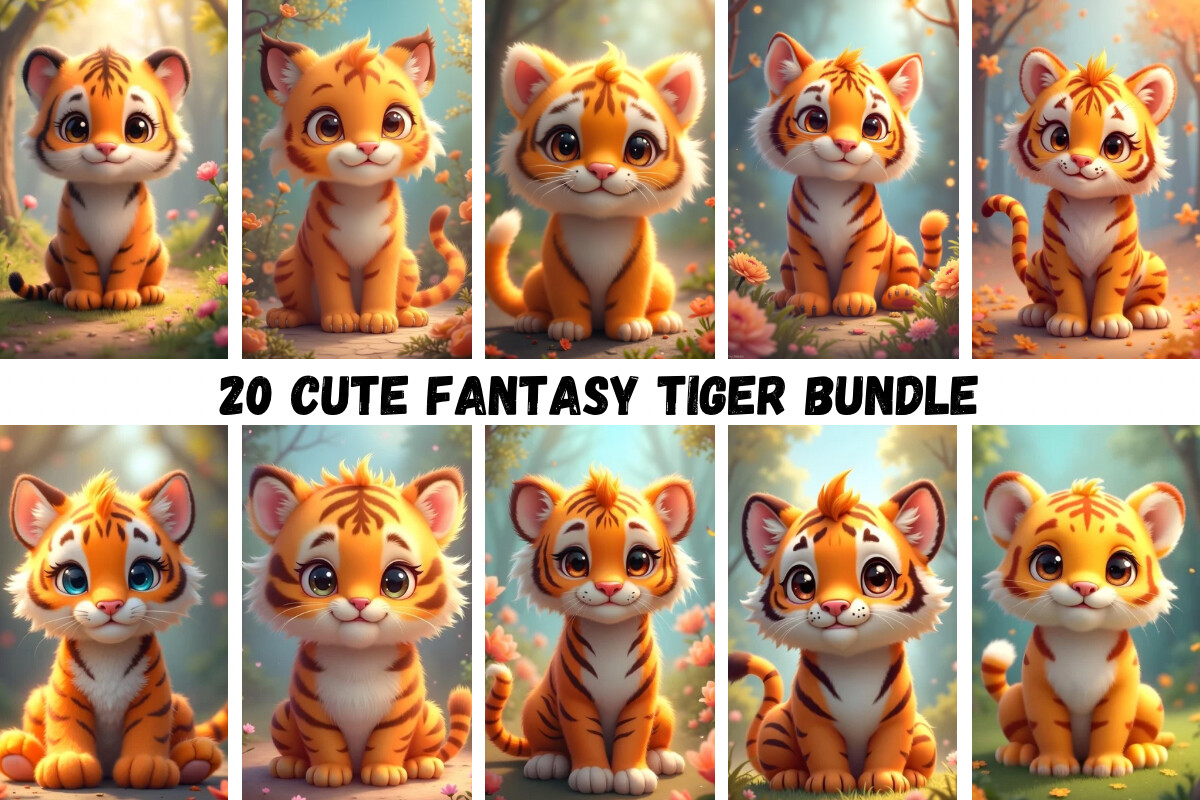 20 Cutest Tiger Art Bundle Graphic by yaseenbaigart · Creative Fabrica
