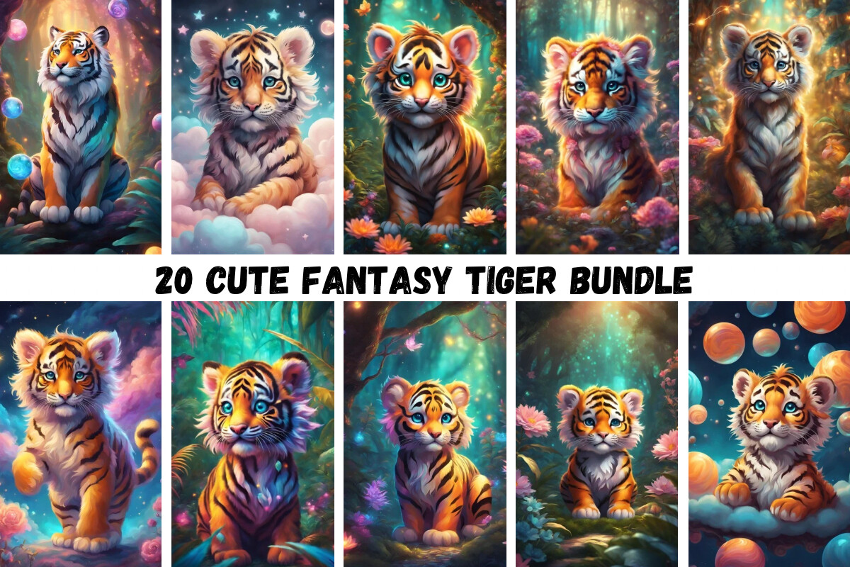 20 Fantasy Tiger Cubs Bundle Graphic by yaseenbaigart · Creative Fabrica