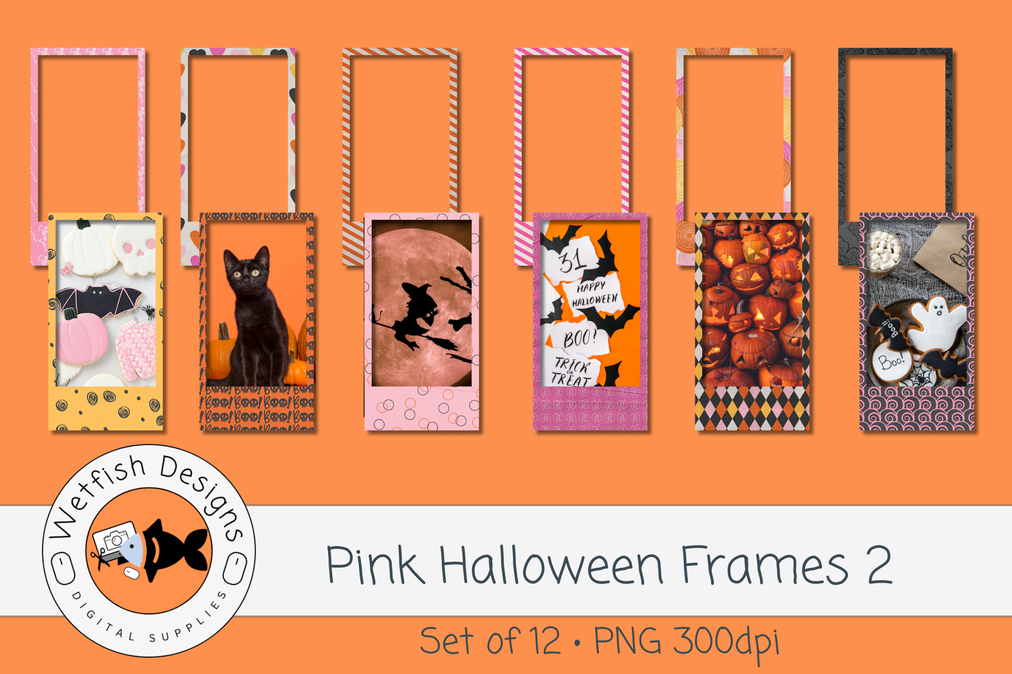 2024 Pink Halloween Frames 2 Graphic by Wetfish Designs · Creative Fabrica