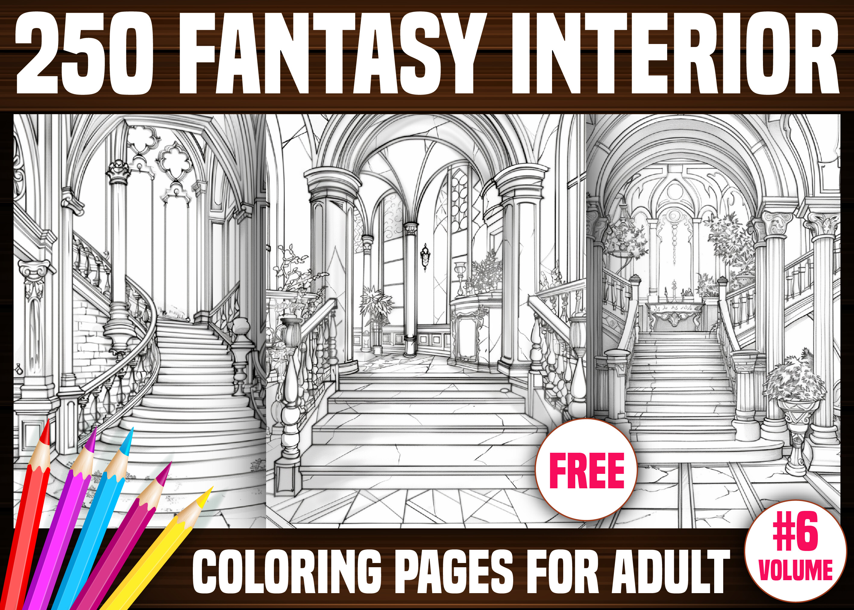 250 Fantasy Interior Coloring Pages- KDP Graphic by E A G L E ...