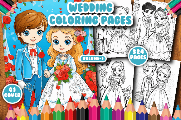 324 Wedding Coloring Pages for Kids.V-1