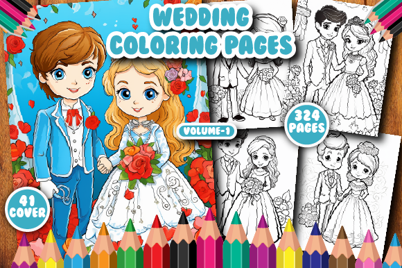 324 Wedding Coloring Pages for Kids.V-1