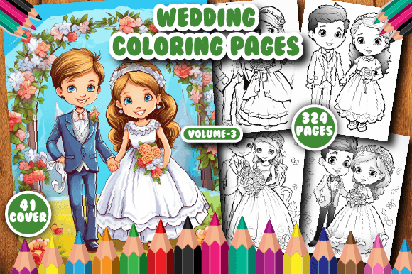 324 Wedding Coloring Pages for Kids.V-3