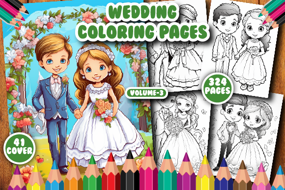 324 Wedding Coloring Pages for Kids.V-3
