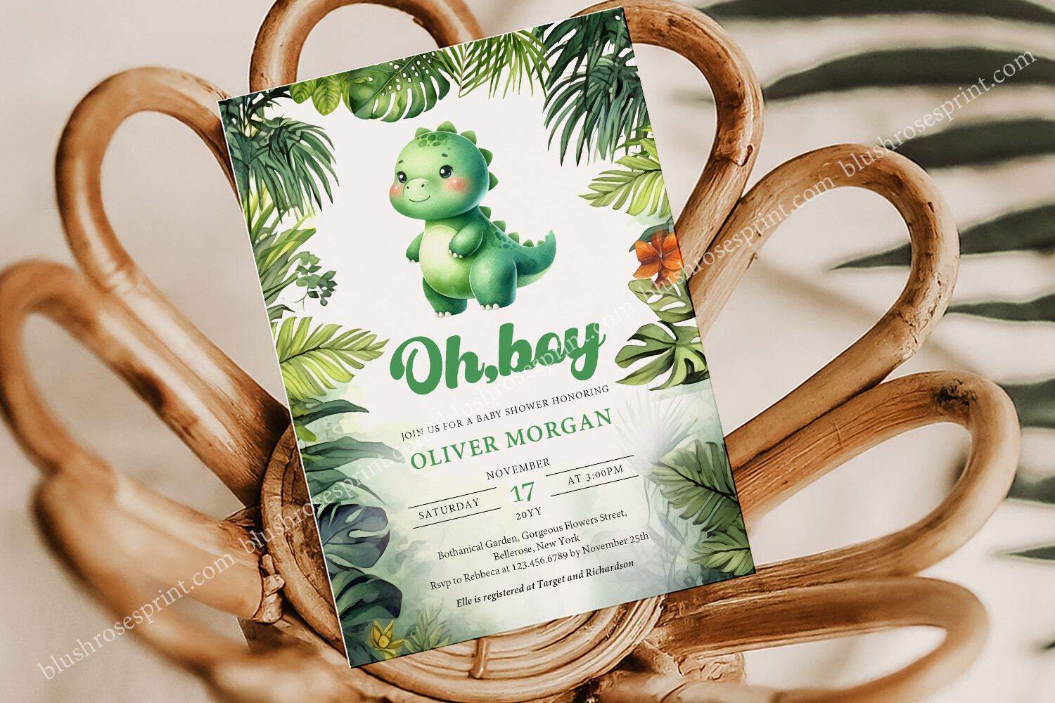 Cute Baby Dinosaur T-rex Tropical Boy in