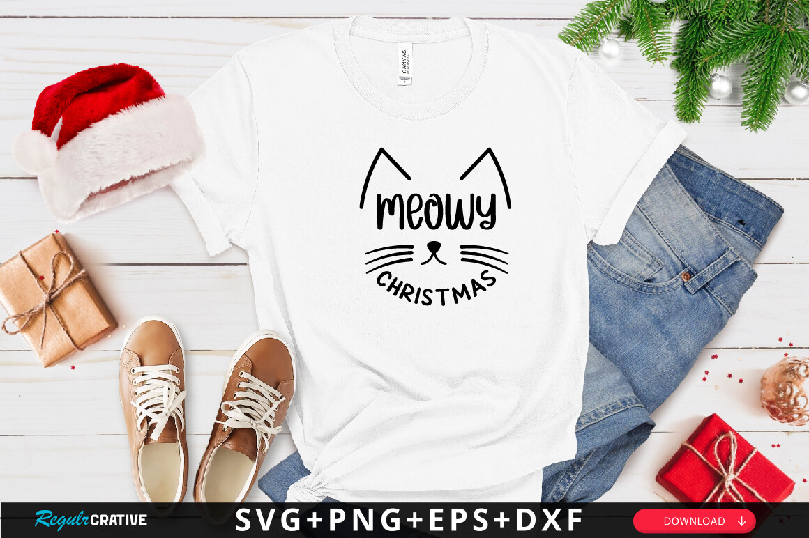 Meowy Christmas SVG Design Graphic by Regulrcrative · Creative Fabrica