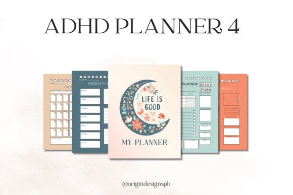 PLR ADHD Printable Planner Graphic Print Templates By Origin Designs PH
