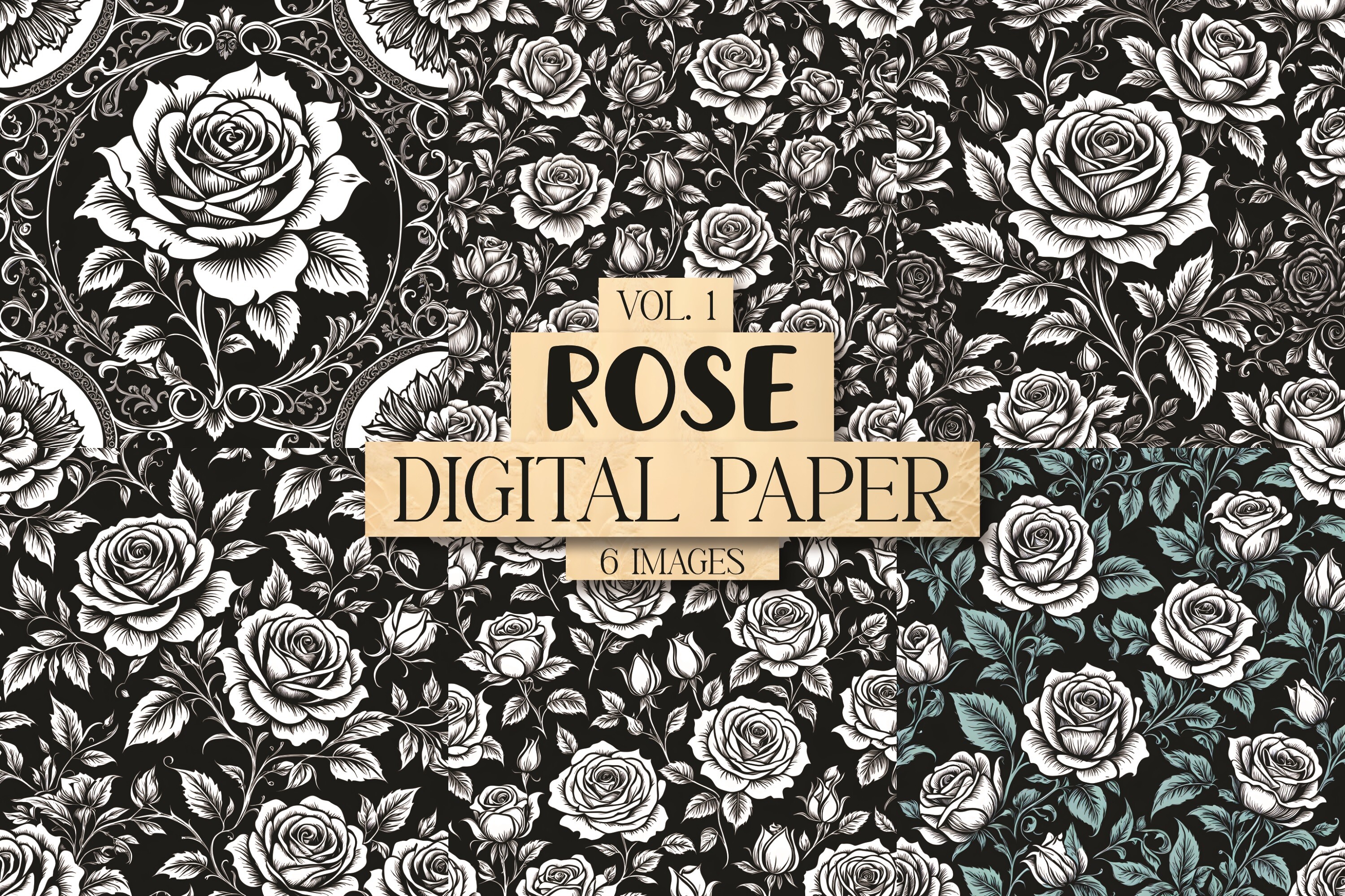 Rose Digital Paper Vol. 1 Graphic by VintageRetroCafe · Creative Fabrica