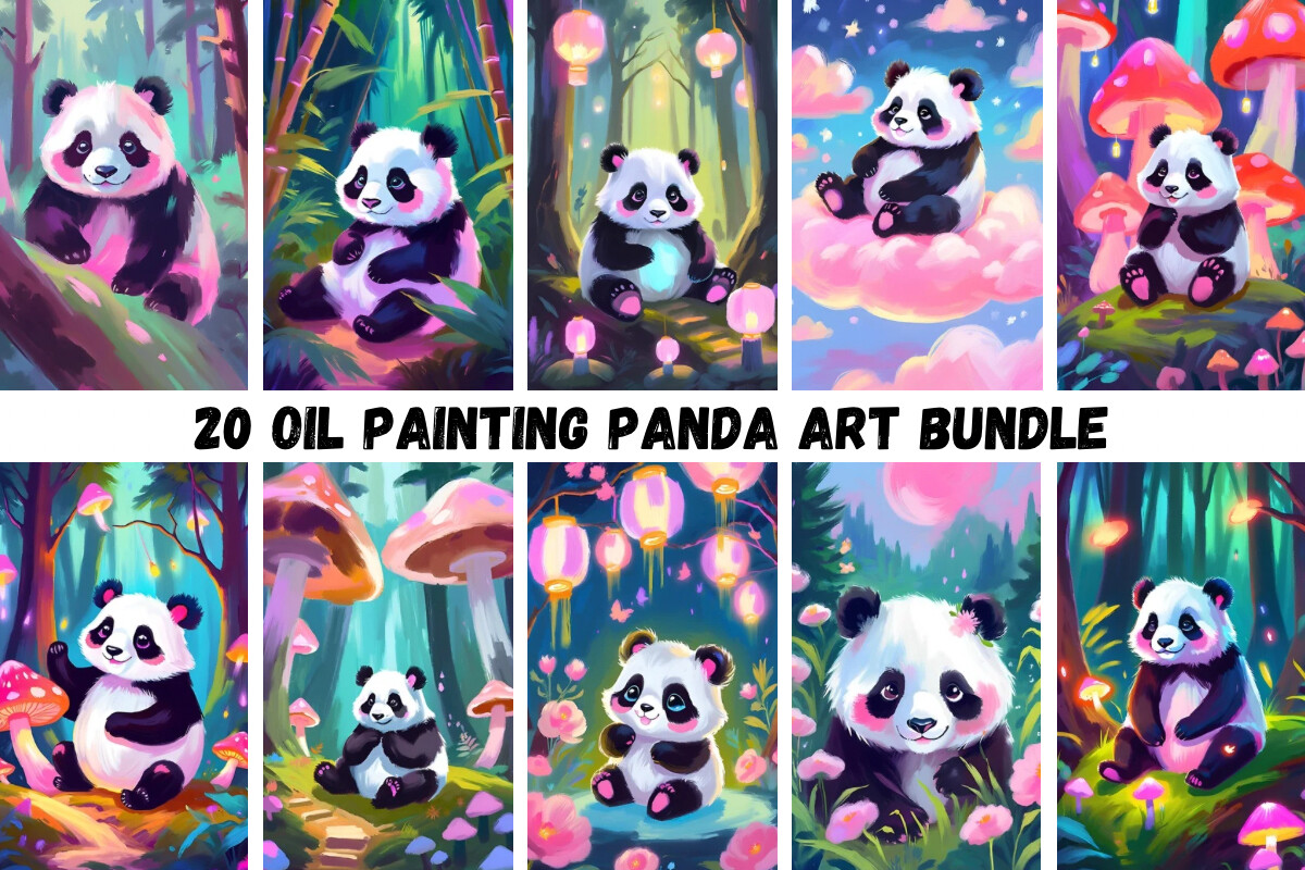20 Oil Painting Cute Fantasy Panda Art Graphic by yaseenbaigart ...