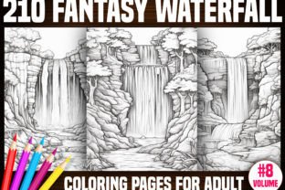 210 Fantasy Waterfall Coloring Pages-KDP Graphic by E A G L E ...
