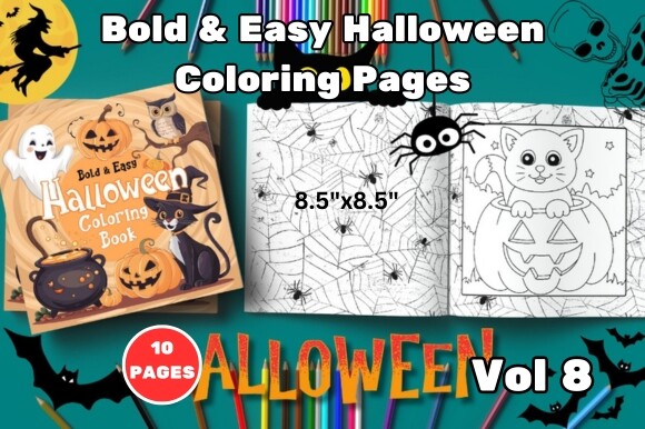 Bold & Easy Halloween Coloring Pages V8 Graphic by Saber Designs ...