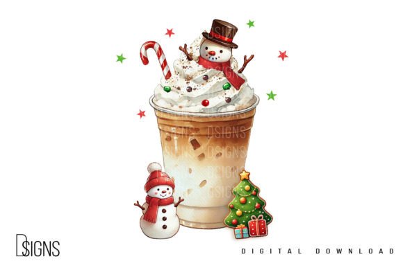 Christmas Snowman Iced Coffee Latte Png Graphic T-shirt Designs By DSIGNS