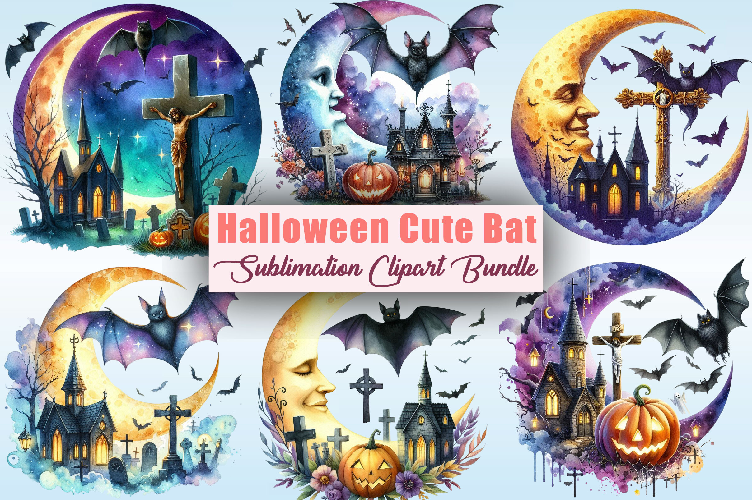 Halloween Bat Sublimation Clipart Bundle Graphic by CitraGraphics ...