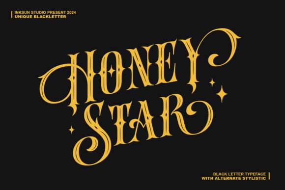 Preview specimen of Honey Star blackletter font