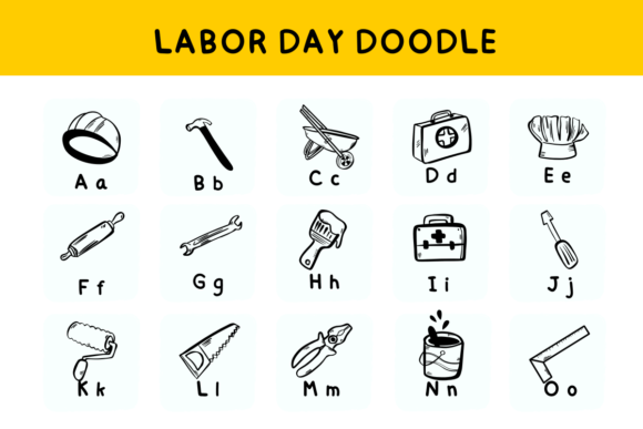 Labor Day Doodle Font PNG with transparent background - Preview 1