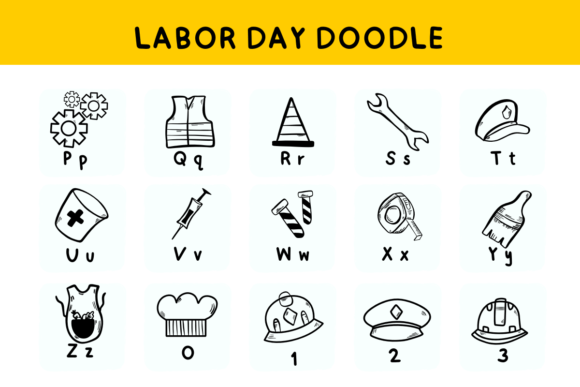 Labor Day Doodle Font PNG with transparent background - Preview 2