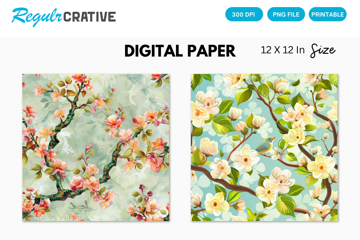 Spring Flower Seamless Digital Paper Graphic by Regulrcrative ...