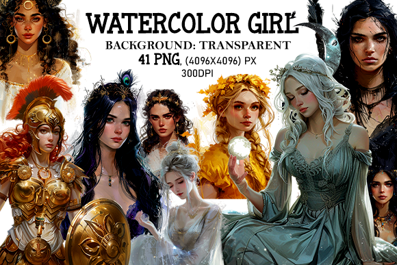 Watercolor Girl Clipart Graphic by MERCH ART · Creative Fabrica