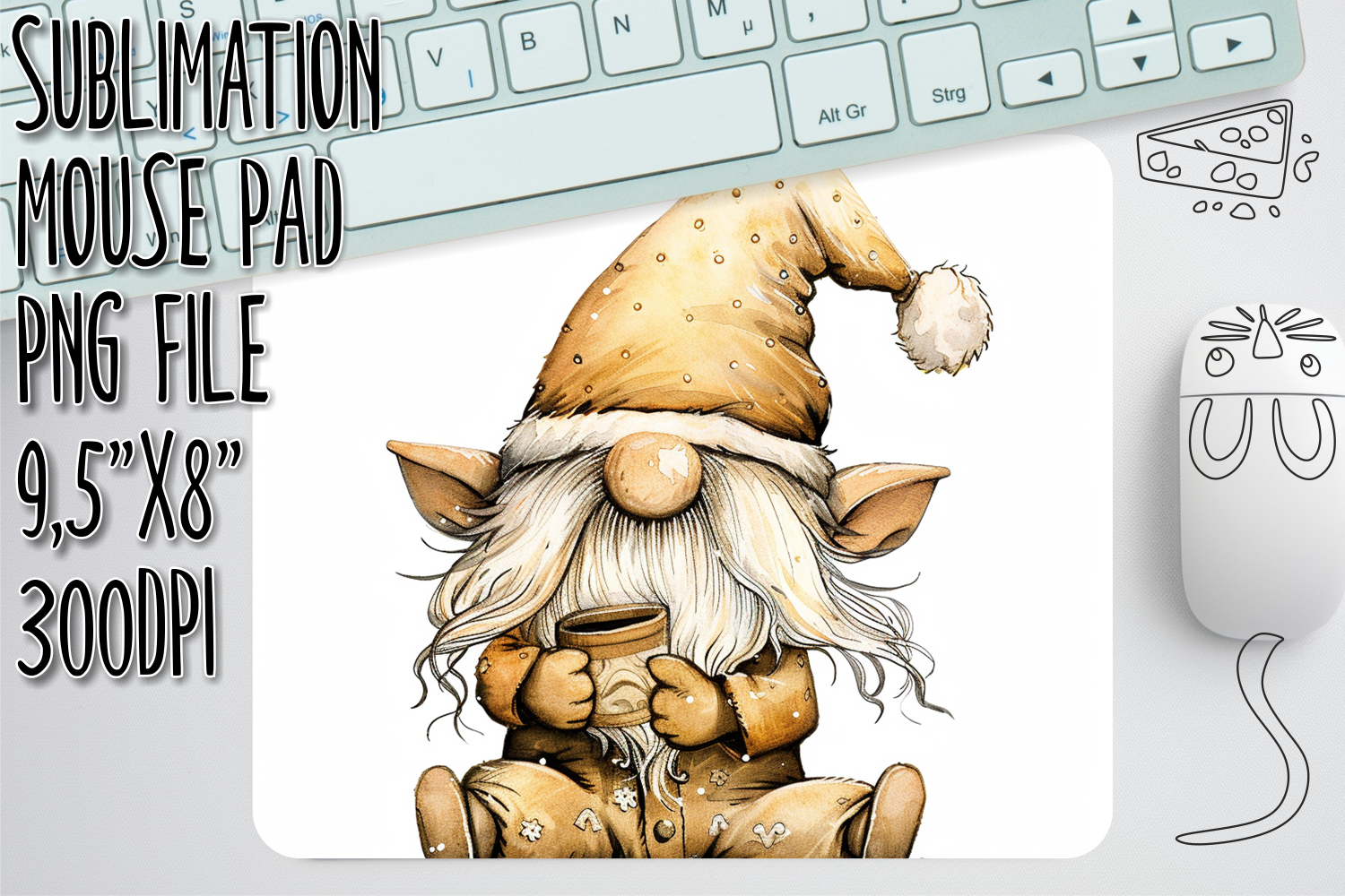 Winter Gnome Mouse Pad Design Graphic by digitaldarius · Creative Fabrica