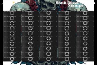 100+ Procreate Skull Roses Wreath Stamps Graphic by myprintscollection ...