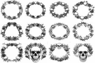100+ Procreate Skull Roses Wreath Stamps Graphic by myprintscollection ...