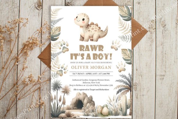 Cute Baby Dinosaur T-rex Rawr It's a Boy
