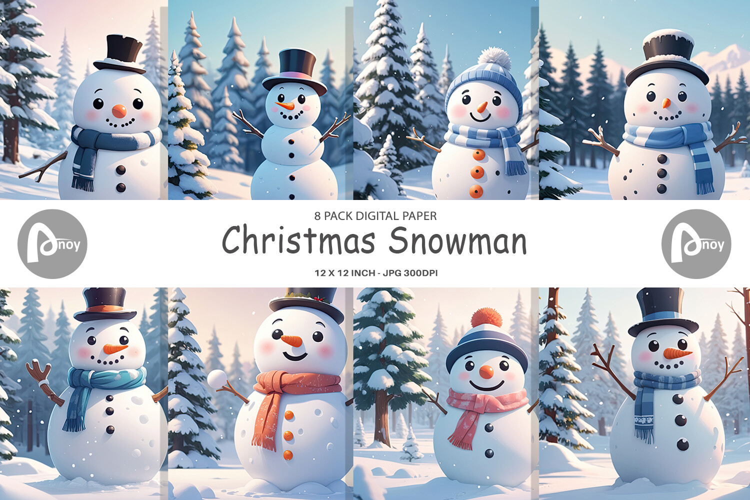 Digital Paper Christmas Snowman Graphic by Artnoy · Creative Fabrica