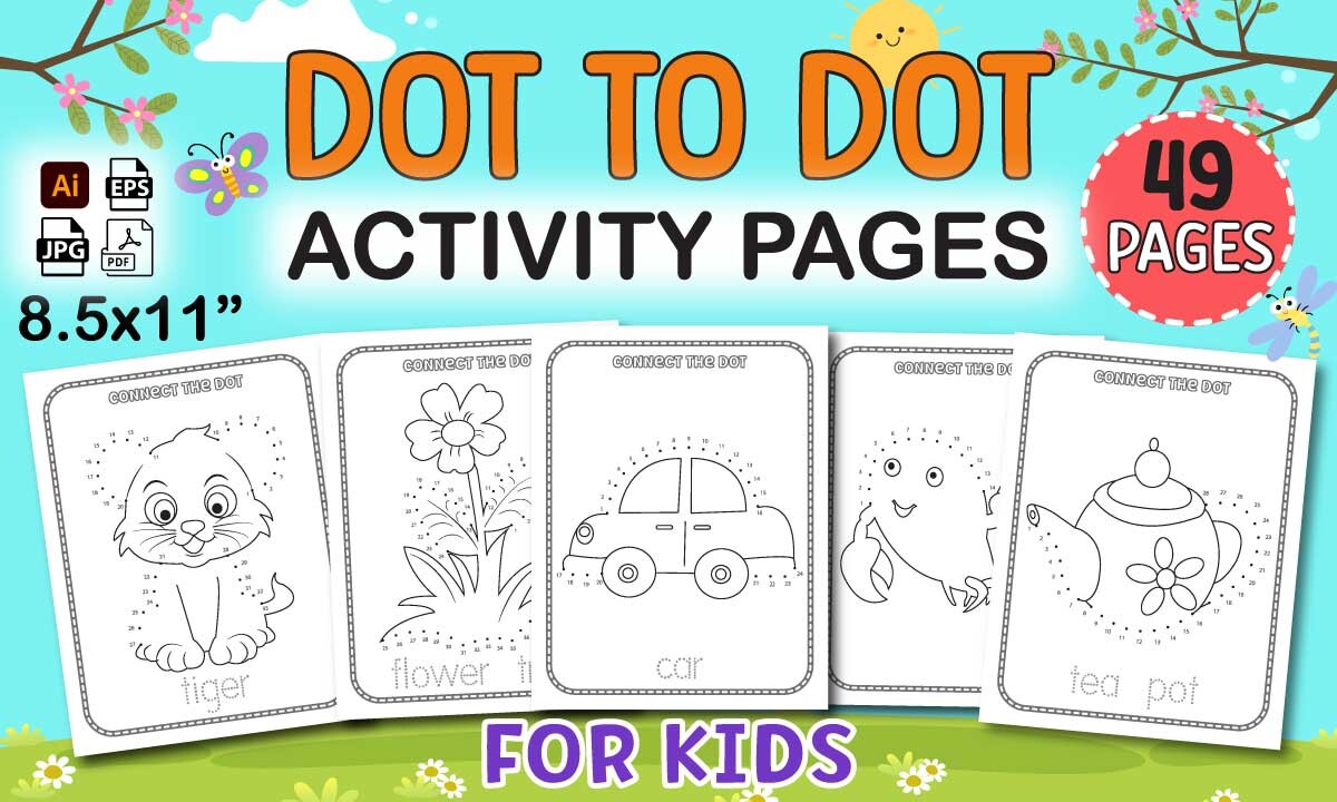 Dot to Dot Activity Pages for Kids Graphic by uniquedesign · Creative ...
