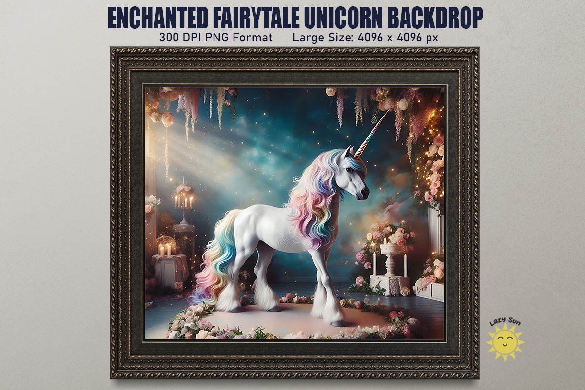 Enchanted Fairytale Unicorn Backdrop Graphic by Lazy Sun · Creative Fabrica
