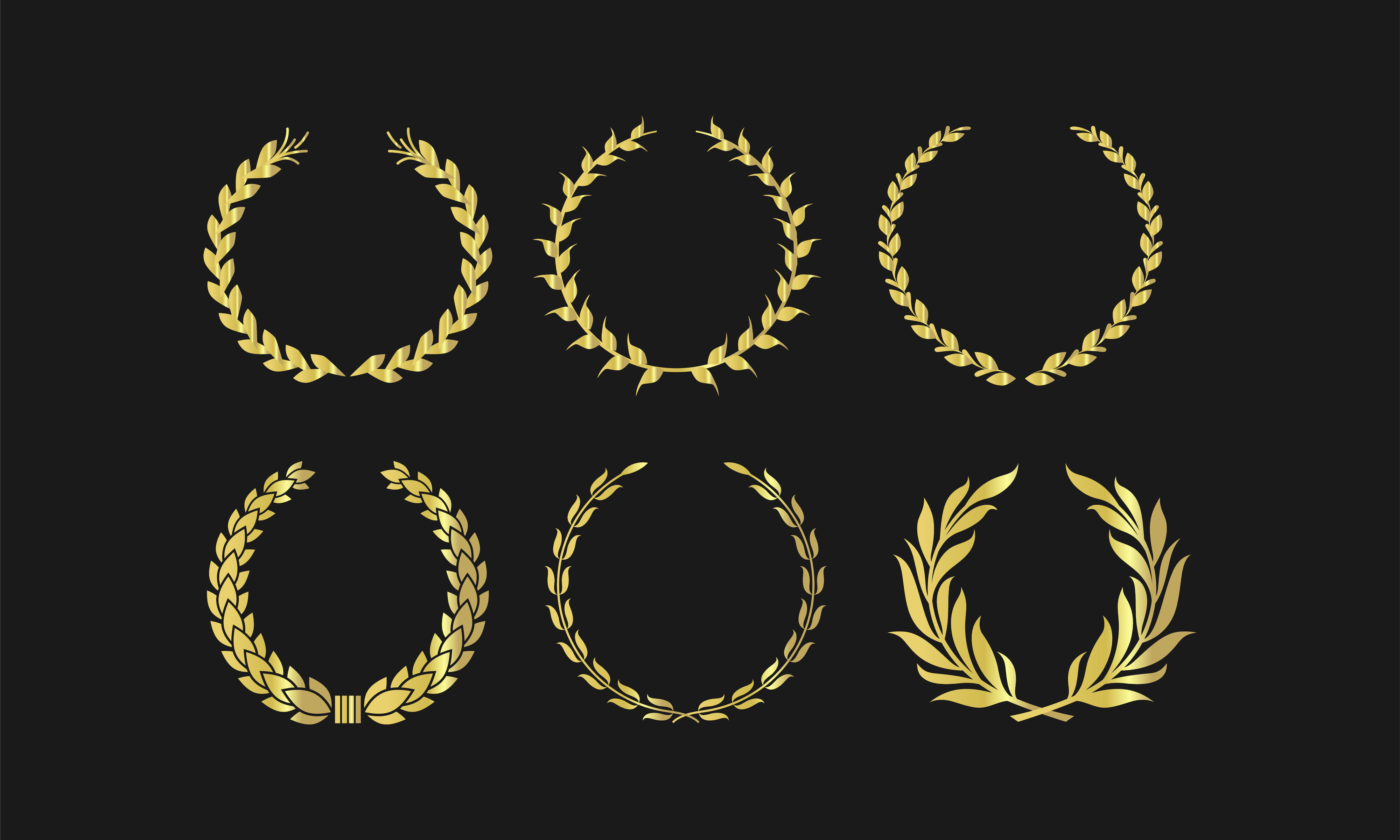 Gold Laurel Wreath Vector Collection