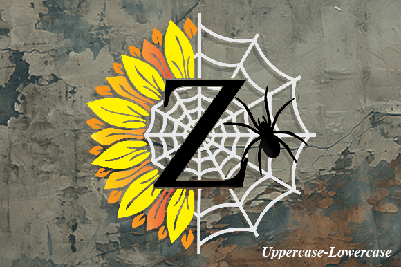 Halloween Sunflower Monogram Font - Preview 4