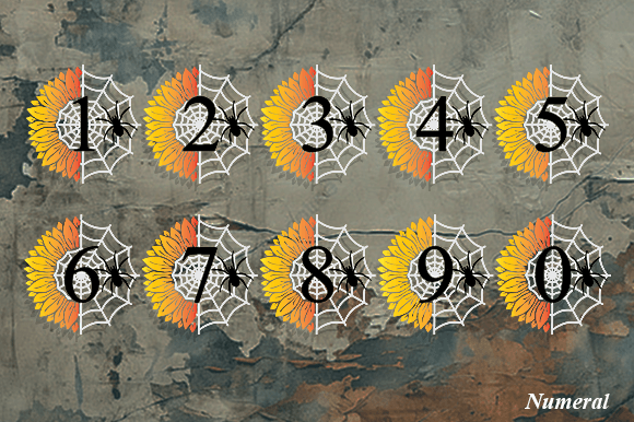 Halloween Sunflower Monogram Font - Preview 5